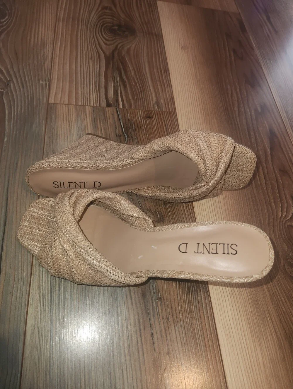 Anthropologie Silent D Woven Knotted Slide Sandals in Natural Size 40